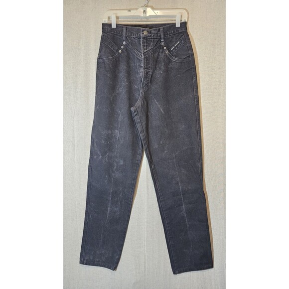 Vtg Rocky Mountain Jeans 32 13 Black Bareback High Rise Western Rockies Tapered - Picture 8 of 10